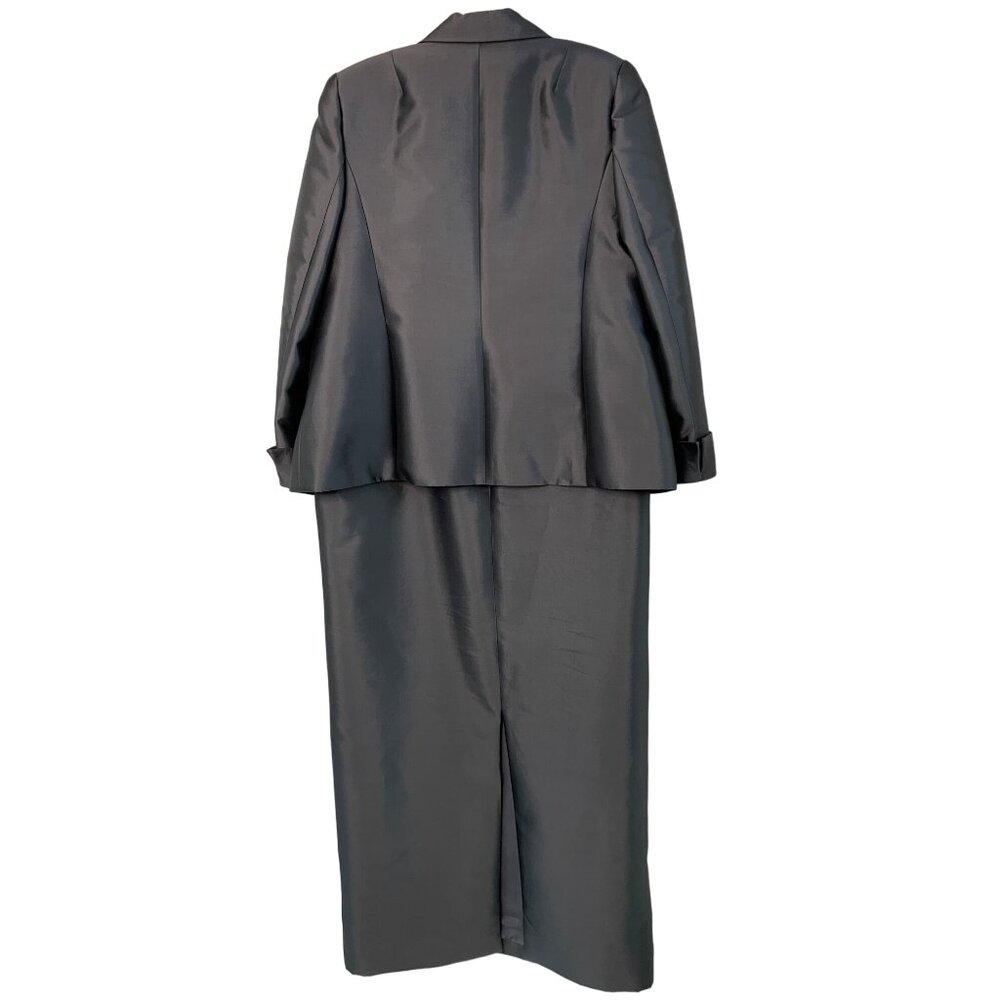 VTG Kleinfeld Formal 2 Piece Mother Bride Satin Maxi + Jacket Gray Size 2X 7326 - Picture 4 of 15